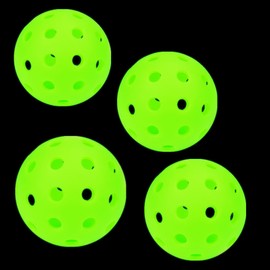 SZPENGC Glow in The Dark PickleBalls Balls, 4 Pack Pickleball-Balls Meet USAPA Requirement, 40 Holes Luminous Green Outdoor PickleBalls Balls, Durable Outdoor/Indoor Pickle Ball