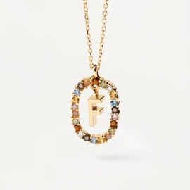 PDPAOLA - Necklace Letter F - 925 Sterling Silver 18k Gold Plating - Women's Jewellery, Sterling Silver, Tiegerauge