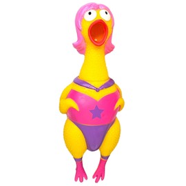 Zugar Land Big Rubber Chicken Collectible Mix 9.5" (Superhero) Fun Screaming Chicken for Parties and Giveaways (Superhero)