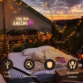 You Are Amazing Neon Sign Wall Decor for Bedroom Class Room Bar Pub Club Nursery Hanging,Dimmable USB Pink Led Light for Wedding Birthday Party Women Christmas Gifts