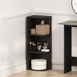 Furinno Reed 3-Tier Space Saving Corner Storage Display Shelf, Blackwood