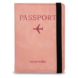 Lumbor37 Caja de Pasaporte RFID Billetera Caja de Tarjeta de Visita Bolsa de Almacenamiento de Documentos de Viaje (Rosa)                             