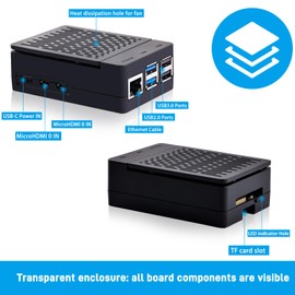 GeeekPi Raspberry Pi 5 ABS Case with Raspberry Pi 5 27W 5.1V 5A Power Supply Kit