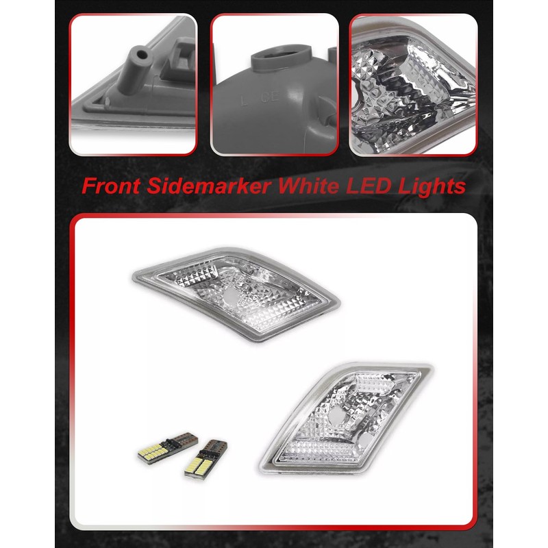 MODIPIM Clear Front Sidemarker w/White LED Lights For 2008-2011 Benz