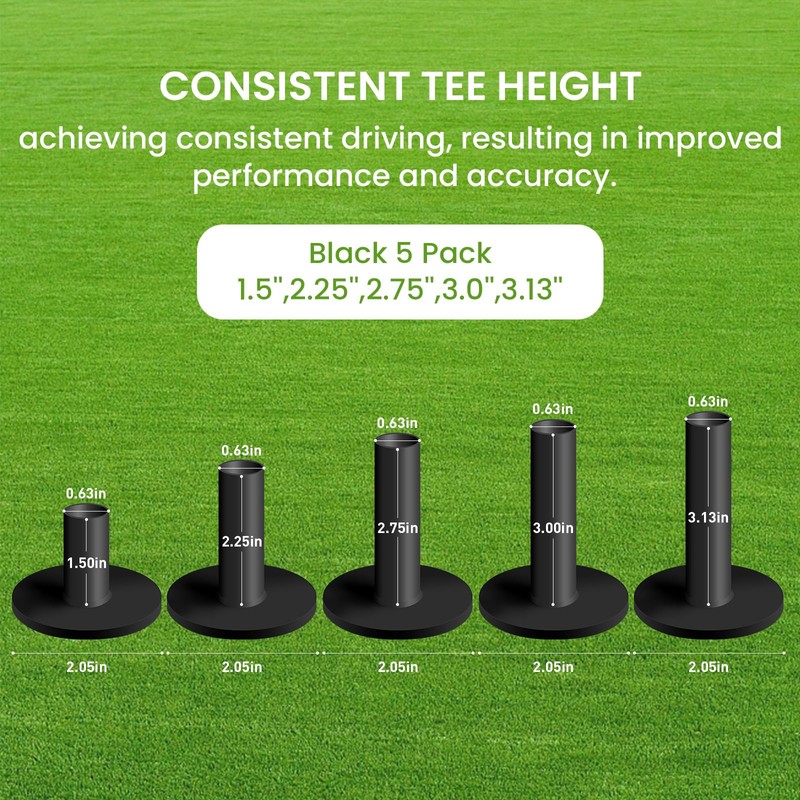 FINGER TEN Golf Rubber Tees Driving Range Value 5 Pack,