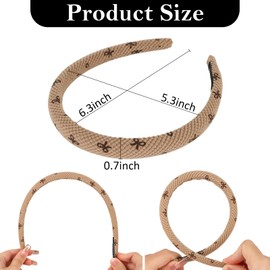 KIUEZIR 4 Packs Bow Print Knitted Headbands for Women and Girls - Breathable Soft Elastic Hairbands, Non-Slip Comfy Hair Accessories for Picnics, Dates, Workouts & Daily Wear (Stylish Thin Design)