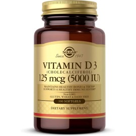 Solgar Vitamin D3 5000IU 100 Softgels Bone Teeth Immune Support