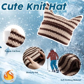 Upgesy Women Brown Caps Hats, Women's Fingerless Gloves, Boho Beed Bracelets Gifts for Women, Colorful Therian Things Y2k Accessories