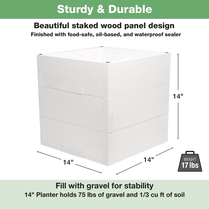 Large Decorative Wooden Planter with Universal Pole Support for String