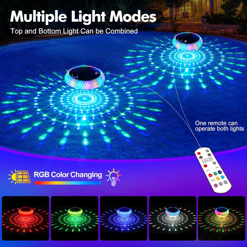 Askyli Floating Pool Lights, IP68 Waterproof Solar Pool Lights That