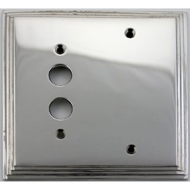 Classic Accents Deco Polished Nickel 2 Gang Wall Plate - 1 Push Button Light Switch Opening 1 Blank
