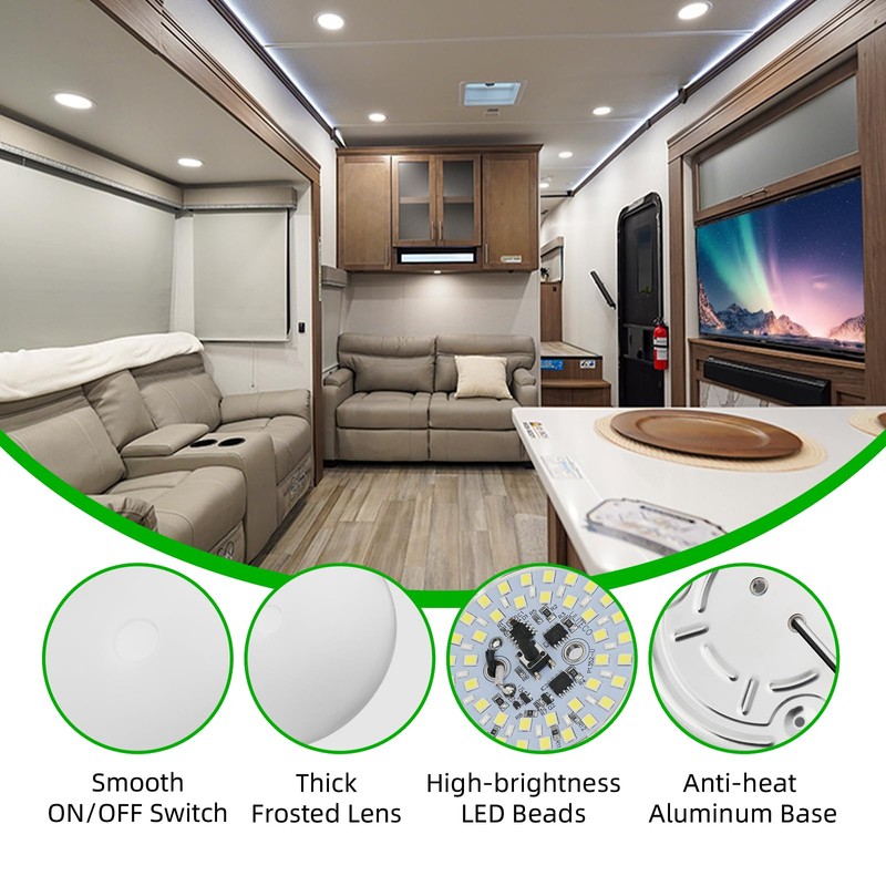ULITECO RV Ceiling Light 12V, 4.5Inch RV Light Interior, Dimmable