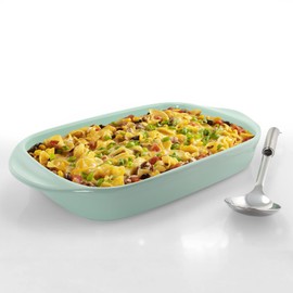 Chantal Classic Ceramic 3-pc Baker's Set; includes 8" Square Baker, 9" Loaf Pan & 13" x 9" Rect Baker, Sage Green (93A-3BKR SA)