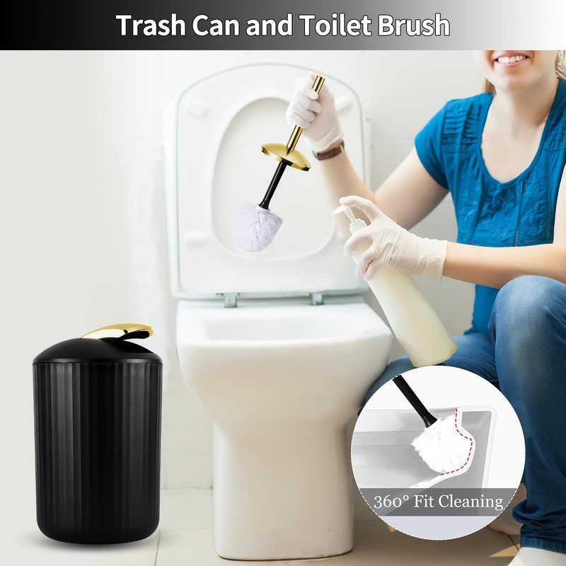 XLHOMO 9PCS Black and Gold Bathroom Accessories Set Complete with