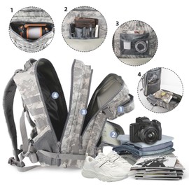 CtopxCone 45L Grey Camo Military Tactical Backpack 3 Day Molle Assault Pack Large Army Bug Out Bag Rucksack Daypack for Men Outdoor Hiking Army Camping Hunting