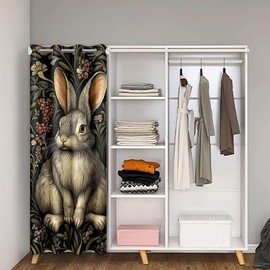 meiyoeat Rabbit Door Curtain for Doorway Privacy 34x80 Inch 1 Panel Kids Gothic Vintage Style Closet Door Cover Curtain Boys Girls Animal Floral Darkening Curtain Washable Room Decor Doorway Curtain