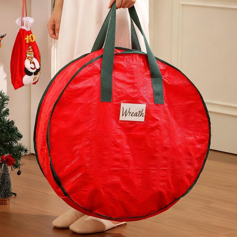 2 Pack 30" Wreath Storage Bags, Heavy Duty Christmas Wreath