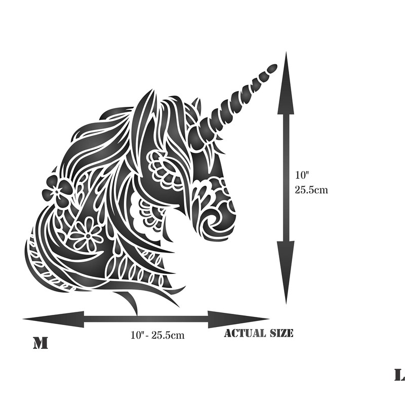 Unicorn Head Stencil, 8.5 x 8.5 inches (M) - Stencil