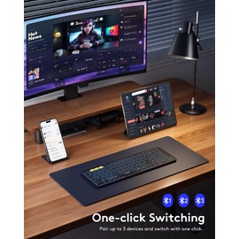 Foldable Bluetooth Keyboard with Numeric Keypad, Samsers Full-Size Wireless Folding Keyboard with Backlight, Portable Travel Keyboard for iOS Android Windows Mac OS, Support 3 Device(BT5.1 x 3), Black