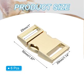 PATIKIL 6 Pack Metal Quick Side Release Buckles 15 mm/5/8 Inch, Dog Collar Buckles Clip for Straps Webbing Paracord Bracelet Dog Collar Bag Backpack Belt, Gold Tone