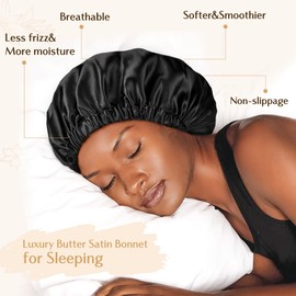 Yanibest Double Layer Satin Bonnet Silk Bonnet for Sleeping Adjustable Bonnet for Women with Curly Natural Hair