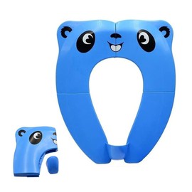 DILSIAI Panda Silicone Travel Portable Toilet Seat for Kids, Folding Silicone Design, Soft Non-Slip Seat Cover for Toddlers (Blue)