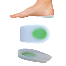 Green-Feet Comfort Gel heel cushion, anatomical Help Heel problems, excellent also at Heel spur and Achilles tendon disorders - clear/green, transparent/green, Gr. XL = Gr.44-46