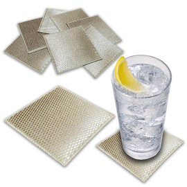 MMmall Coasters, Cloth, Snack, Club, Cabaret Club, Water Absorbing Coasters, Set of 10 (Champagne Gold, Square)