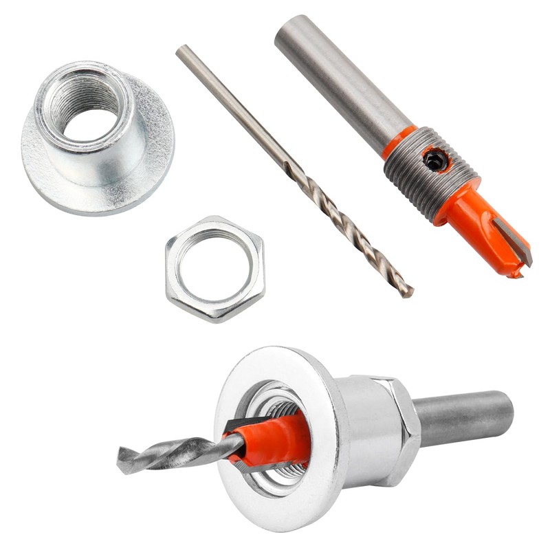 Treki 5Pcs Countersink Drill Bit Kit, 8mm Round Shank Adjustable