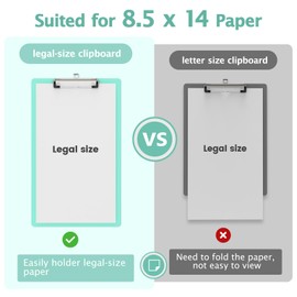 Legal Size Clipboard, Teal 8.5 x 14 Clip Boards for Lawers, Low Profile Clip, Writing Board, Size 9 x 15 in, Office & School Supply