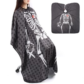 GEN'C BÉAUTY Professional Salon Hair Cutting Cape – 53.1″ × 61.0″ Waterproof Barber Stylist Apron with Adjustable Snap Neck Closure (Scissor Skeleton)