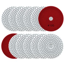 QUEFORET Diamond Polishing Pads Grit 100-12 Pieces Wet Polishing Discs 100 mm for Granite Marble Quartz Artificial Stone for Angle Grinder