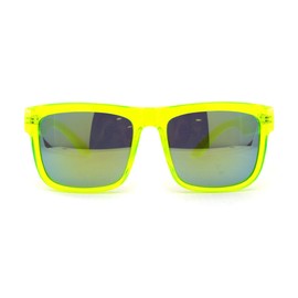 Kush Mens Neon Pop Horn Rim Sport Horned Sunglasses All Yellow