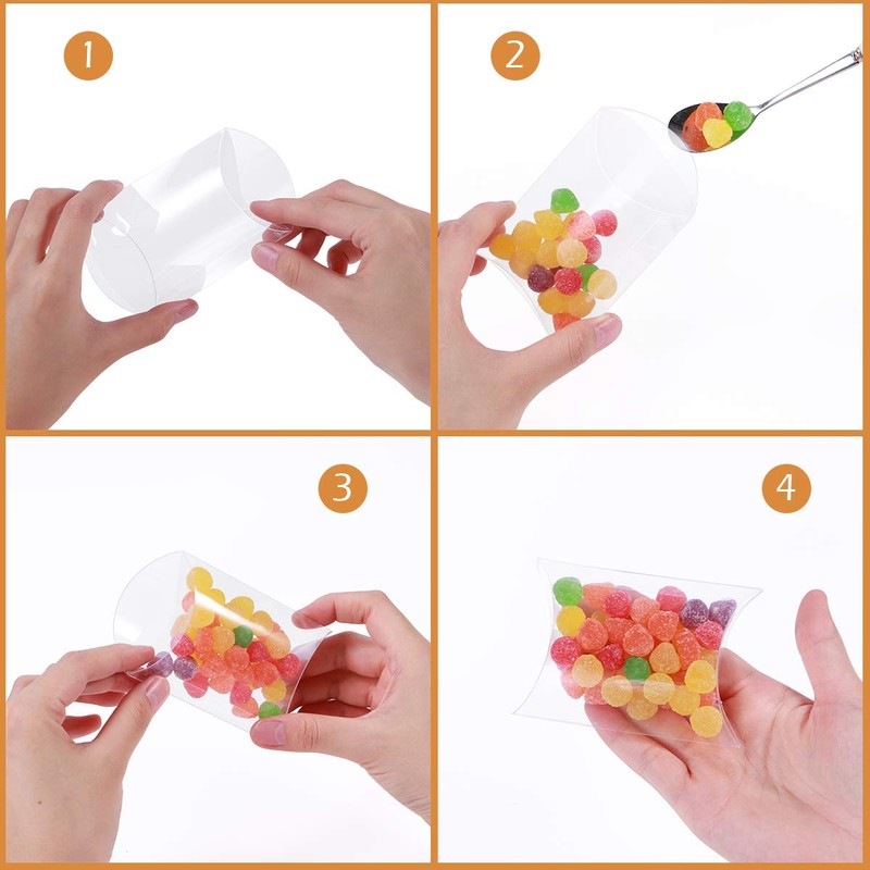 Ultnice Pack of 50 Clear Pillow Shape Gift Boxes Candy