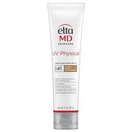 EltaMD UV Physical Tinted Mineral Sunscreen for Face SPF 41, 100% Mineral Actives Tinted Face Lotion, Water Resistant, Paraben-Free, Transparent Zinc Oxide Finish, Facial Travel Size Sunscreen 3 oz