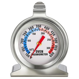 Thermometer for Oven with Dual Scale Stainless Temperature Gauge with Tempered Glass for Pizza Baking Grill Smoke Gas Electric and Fan Oven 100-600°F Fahrenheit (50-300°C Celsius) Easy to Read