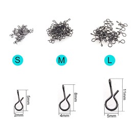 No-Knot Fast Snaps Fly Fishing Snap No Knot Snaps Quick Change Connect snap for Flies Hook & Lures Black Color Pack of 100 (L)