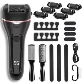 Wea&Hea Rechargeable Electric Callus Remover for Feet with 6 Roller Heads, Dual-Speed Foot File, Waterproof Pedicure Kit 20 in 1 for Smooth Skin and Foot Spa