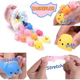 CARYWON Fidget Toys,Juguete Esponjoso Mochi - 24 Pack, Mini Squishy Mochi Animales Alivio del estrés,Juguetes antiestrés，Kawaii Recuerdos de Fiesta para Niños