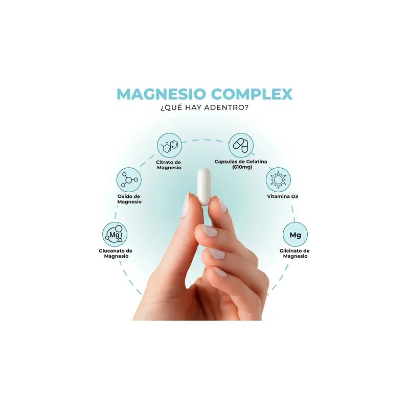 Magnesio Complex Con 4 Magnesios 610 Mg 180 Capsulas Nuvalab