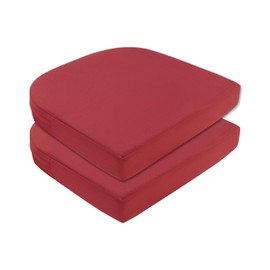 Topotdor Outdoor Chair Cushions for Patio Furniture, Waterproof Patio Chair Cushions Set of 2, Indoor/Outdoor Round Corner Chair Seat Cushion with Ties, 17"x16"x2", Red