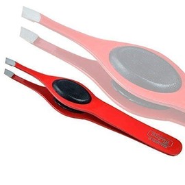 SHYNE U.K PROFESSIONAL SLANTED GRIPPY EYEBROW TWEEZERS HAIR BEAUTY TWEEZER GRIPPED (Red)