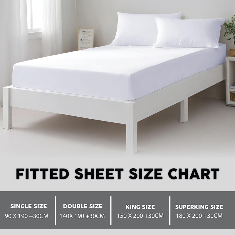 Funky Gadgets Double Fitted Sheet, White 300 Thread Count 100%