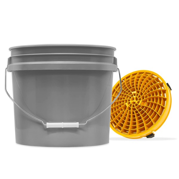 detailmate Car Wash Set: Wash Bucket Grey 3.5 Gallon (12