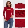 SHAPERIN Women's Mock Neck Long Sleeve Tops Cutout Front Sexy