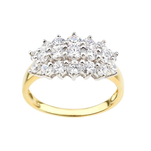 Old English Jewellers 9ct Yellow Gold on Silver 1.50ct Cluster