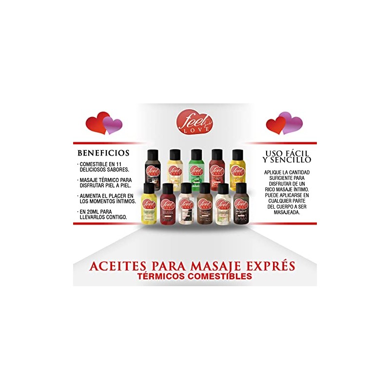 Aceite térmico comestible para masaje de 25ml (Vainilla)