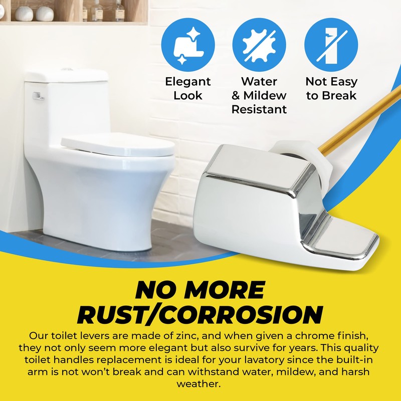 Qualihome TOTO Toilet Handle Replacement THU004-CP - Side Mount Toilet