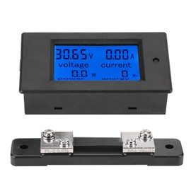 Medidor de Corriente y Voltaje DC 6.5-100V,Medidor de Energía Digital Electrico,Amperímetro Voltímetro LCD,Con Umbral de Alarma de Potencia (50A Shunt Actual)