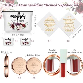 6 Paquetes de Bolsas de Cosméticos Madre del Novio Madre de Novia Regalos de Boda Espejo para Maquillarse Pañuelo de Mamá para Suegra y Suegra Favor de Compromiso (Flores Varias)